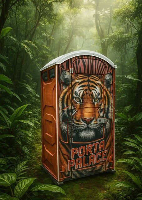 Tiger porta potty decoration for kids.